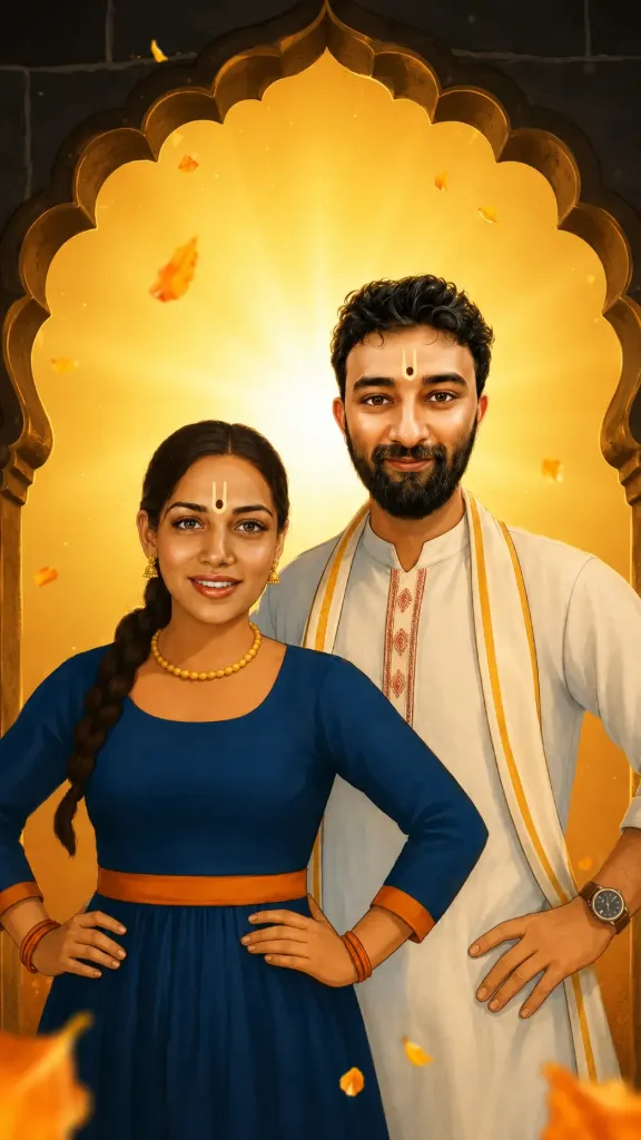 Maharashtrian Temple Theme Digital Wedding Invitation