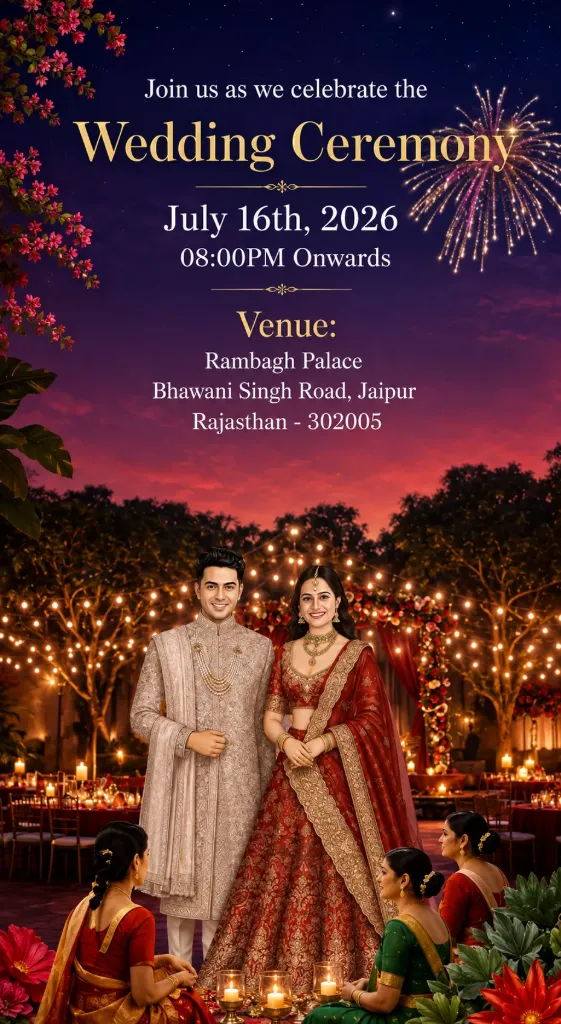 Royal 3D Ganesh Palace Wedding Invitation | 3D Digital E-Invite